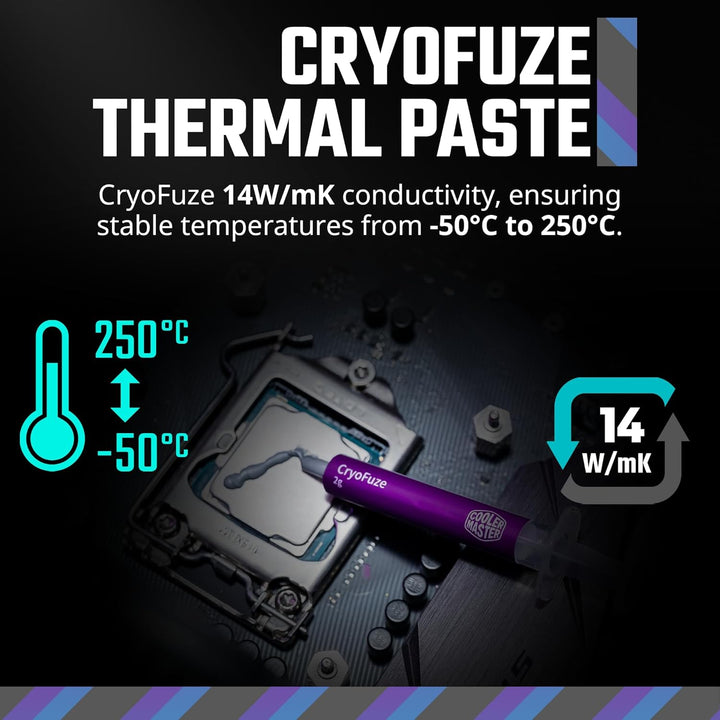 Cooler Master | Hyper 212 CPU Cooler w/ 120mm Sickleflow Fan CRYOFUZE Thermal Paste - Black Edition | RR-S4KK-25SN-R1