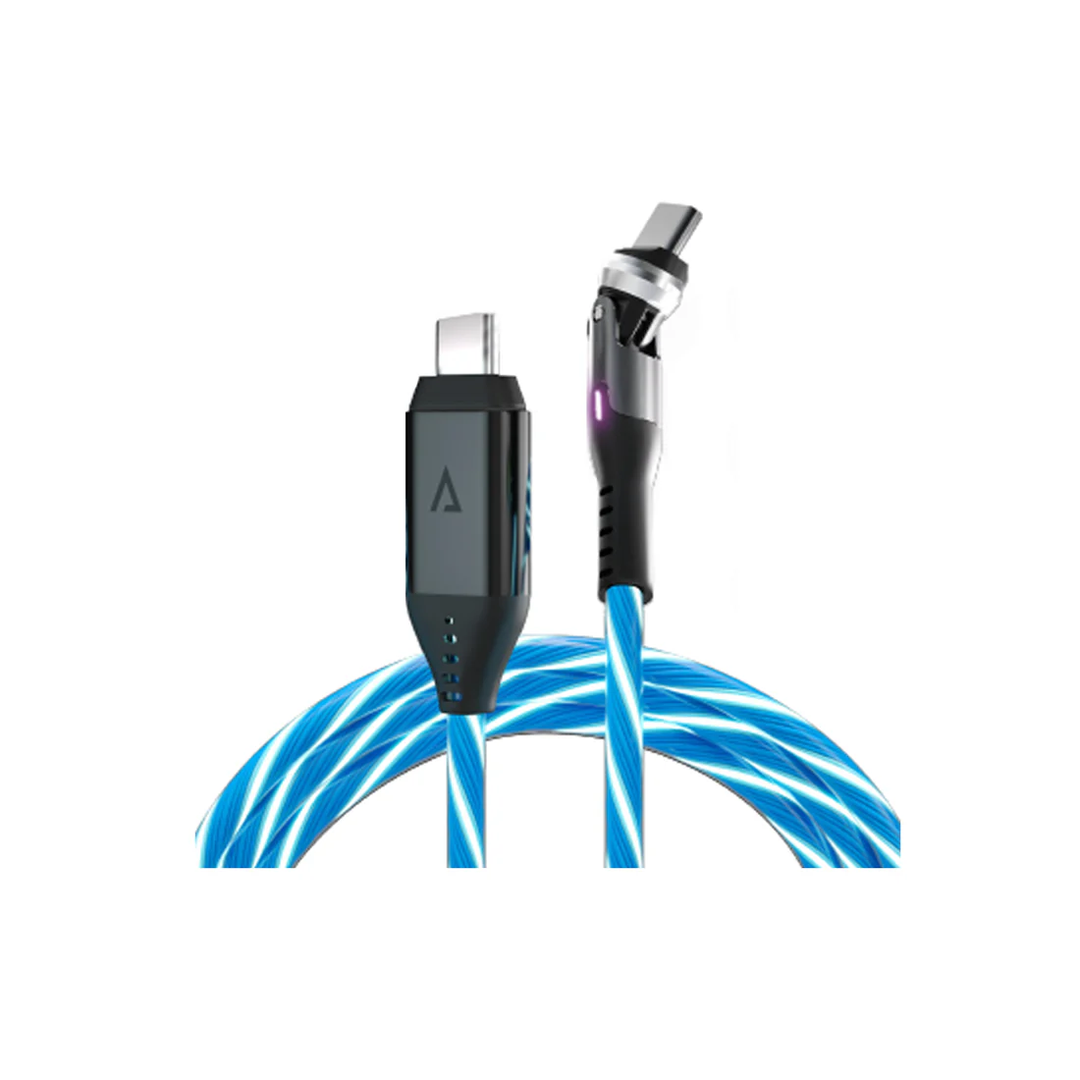 Statik | PowerPivot Glowing LED Cable USB-C to USB-C 6ft - Blue | PUP-0465-6FT-CC