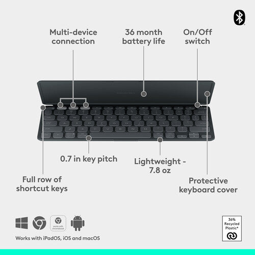 Logitech | KEYS-TO-GO 2 Wireless Keyboard with Cover - Graphite | 920-012867