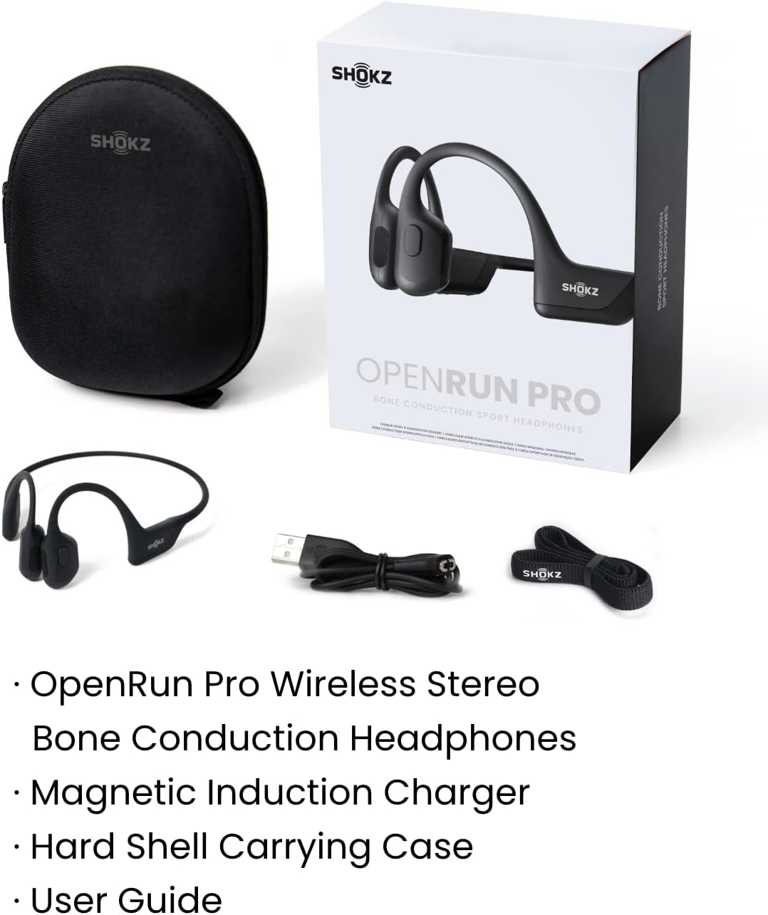 Shokz | OpenRun Pro Cosmic Black | Bluetooth Headset Noise Cancelling Mic Premium Bone Conduction - Enhanced Bass | 52844