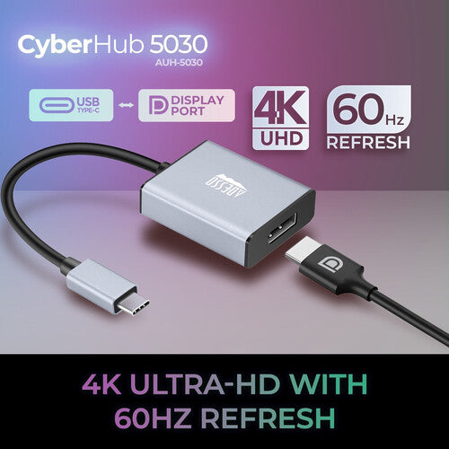 Adesso | USB-C Male to DisplayPort Female Adapter 5.9" - Grey | AUH-5030