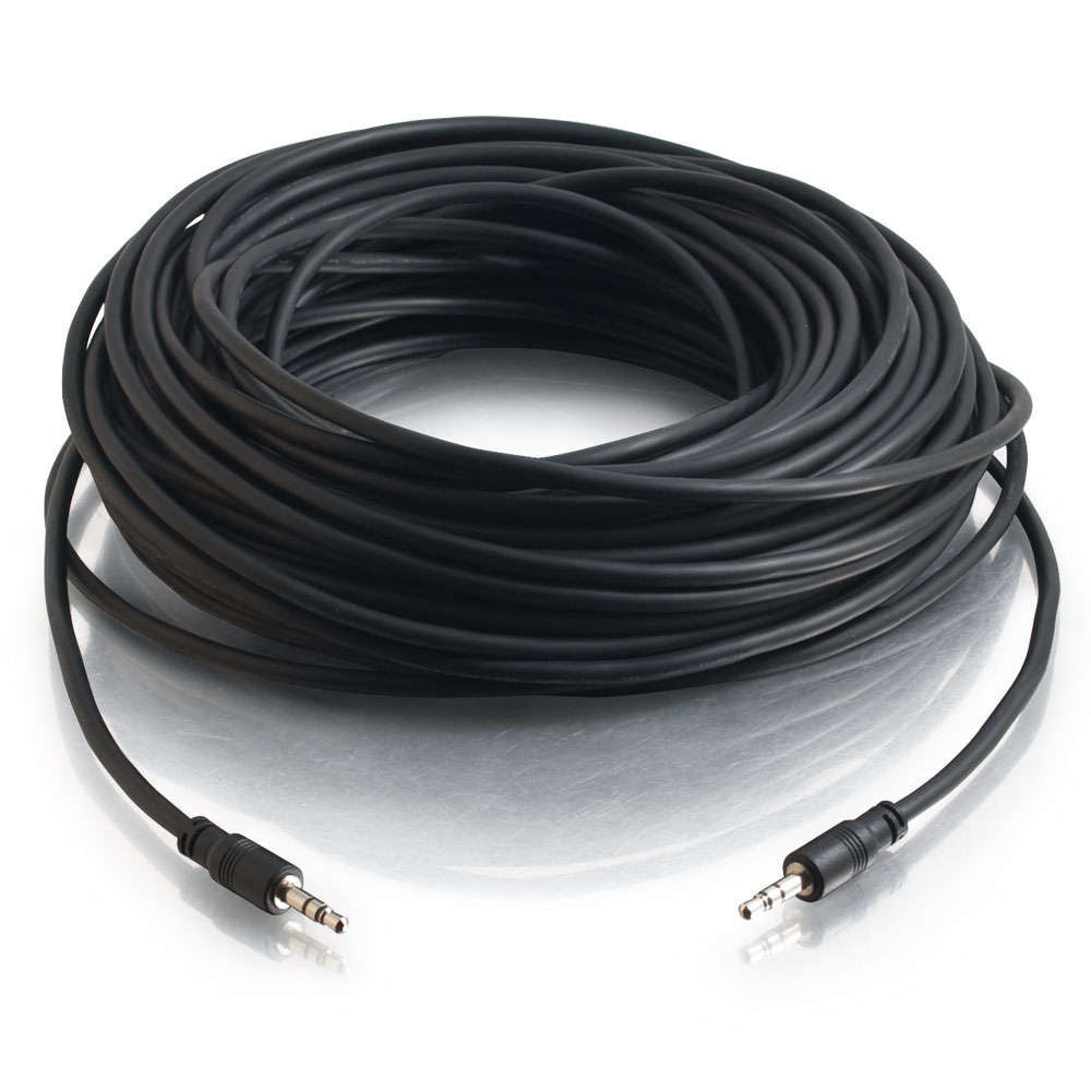 C2G | Stereo Audio Cable With Low Profile Connectors M/M 50ft 3.5mm - In-Wall CMG-Rated  | 40109