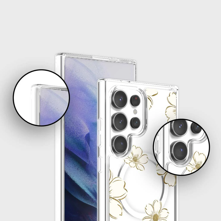 Caseco | Gold Floral Clear Design Case with MagSafe Samsung S25 Ultra - Clear | ED24D8-GFL
