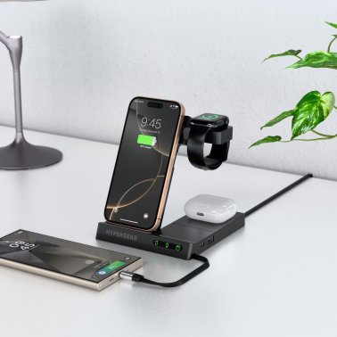 HyperGear | 6-in-1 Foldable Wireless Charging Stand Compatible with Samsung & Apple Watch | 16346HIT