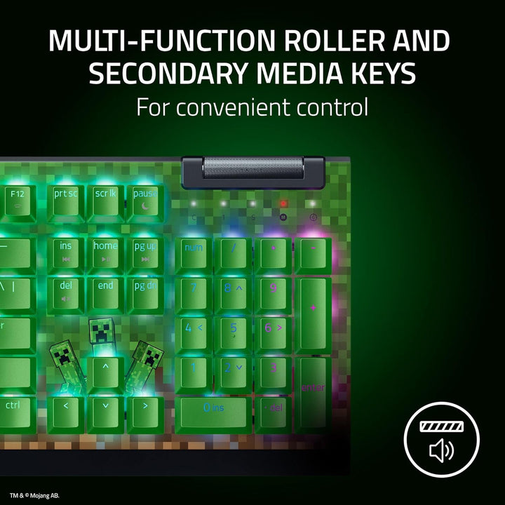 Razer | Widow V4 X Full Size Wired Mechanical Green Clicky Switch Gaming Keyboard with Chroma RGB Backlighting - Minecraft Edition | RZ03-04704100-R3M1