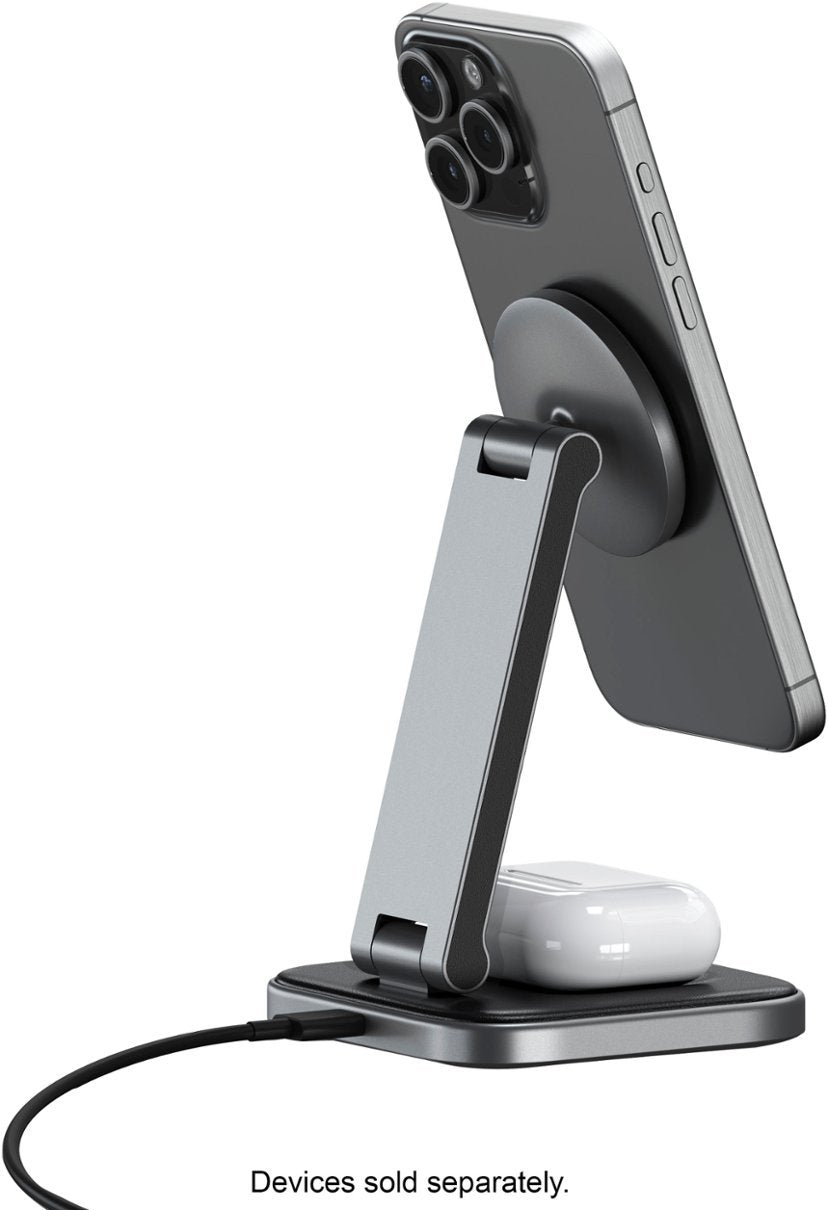 Satechi | 2-In-1 Foldable Qi2 Wireless Charging Stand - Space Grey |  STQ21FM