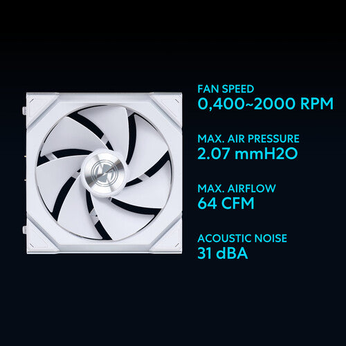 Lian-Li Fan | UNI FAN SL 120 Wireless RGB 120mm Fan Reverse Blade - White | 12RSL1W1W
