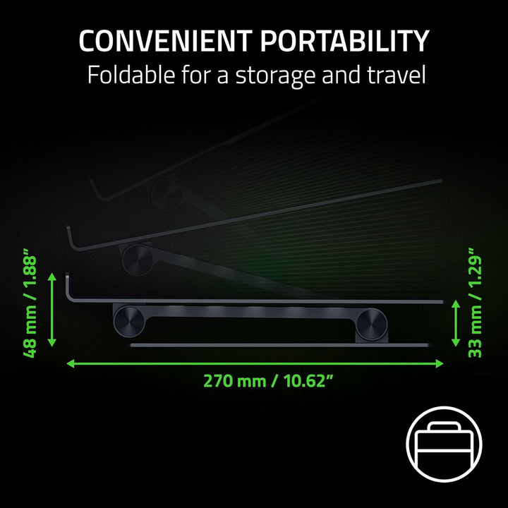 Razer | Adjustable Aluminum Laptop Stand for up to 18" Vented - Black | RC21-02330100-R3U1