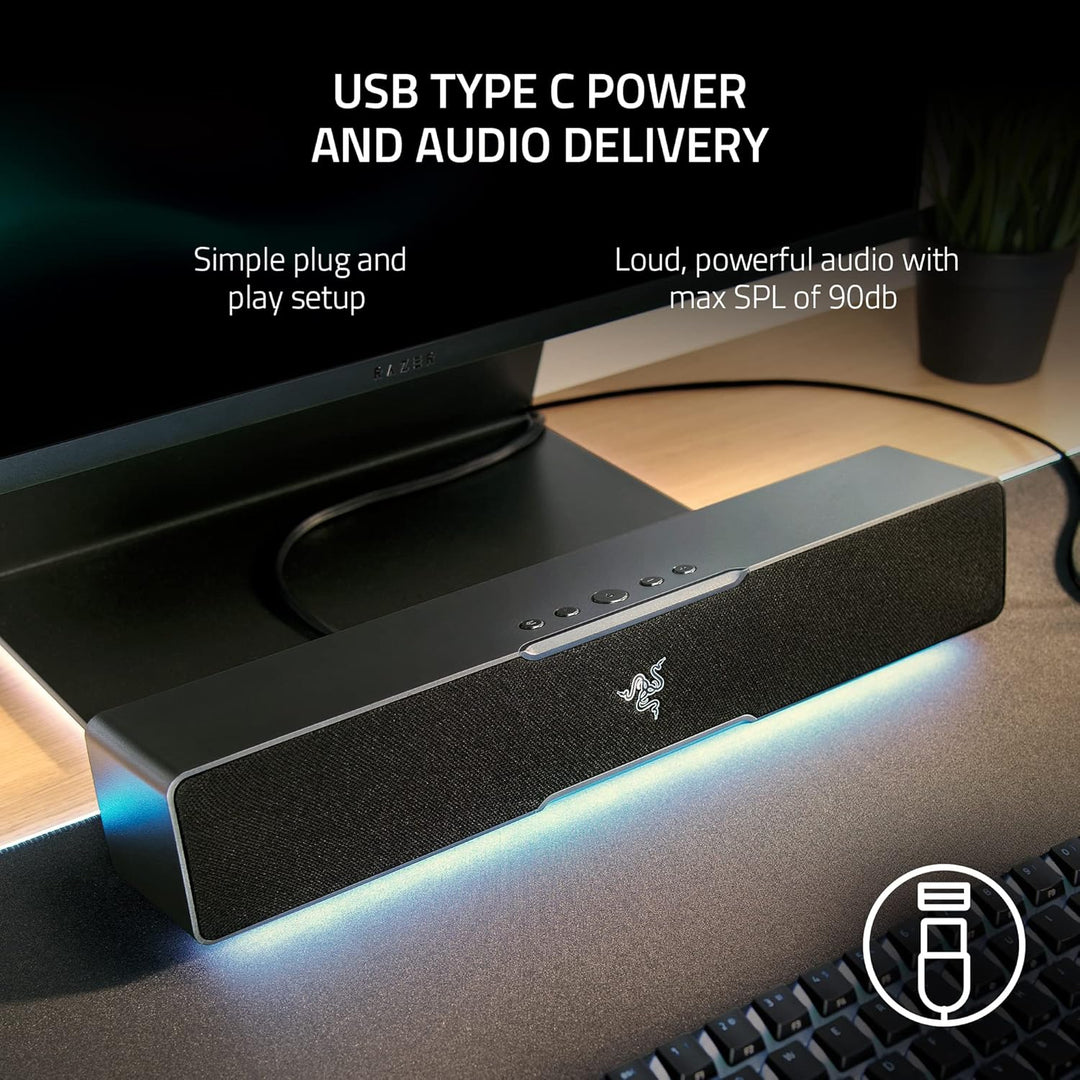Razer Renewed | Leviathan V2X Soundbar Compact Design Chroma RGB for PC, Laptop, Smartphones, Tablets & Nintendo Switch - Black | 60 DAYS WARRANTY | RZ05-04280100-R3UR