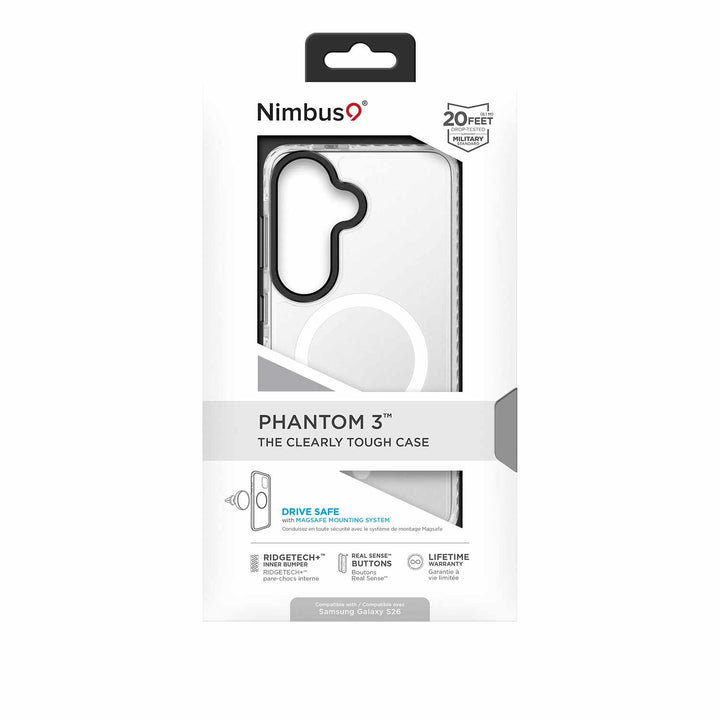 Nimbus9 | Phantom 3 Case w/Magnets for Samsung Galaxy S26 - Clear | N9P3MSSAMGS26CL