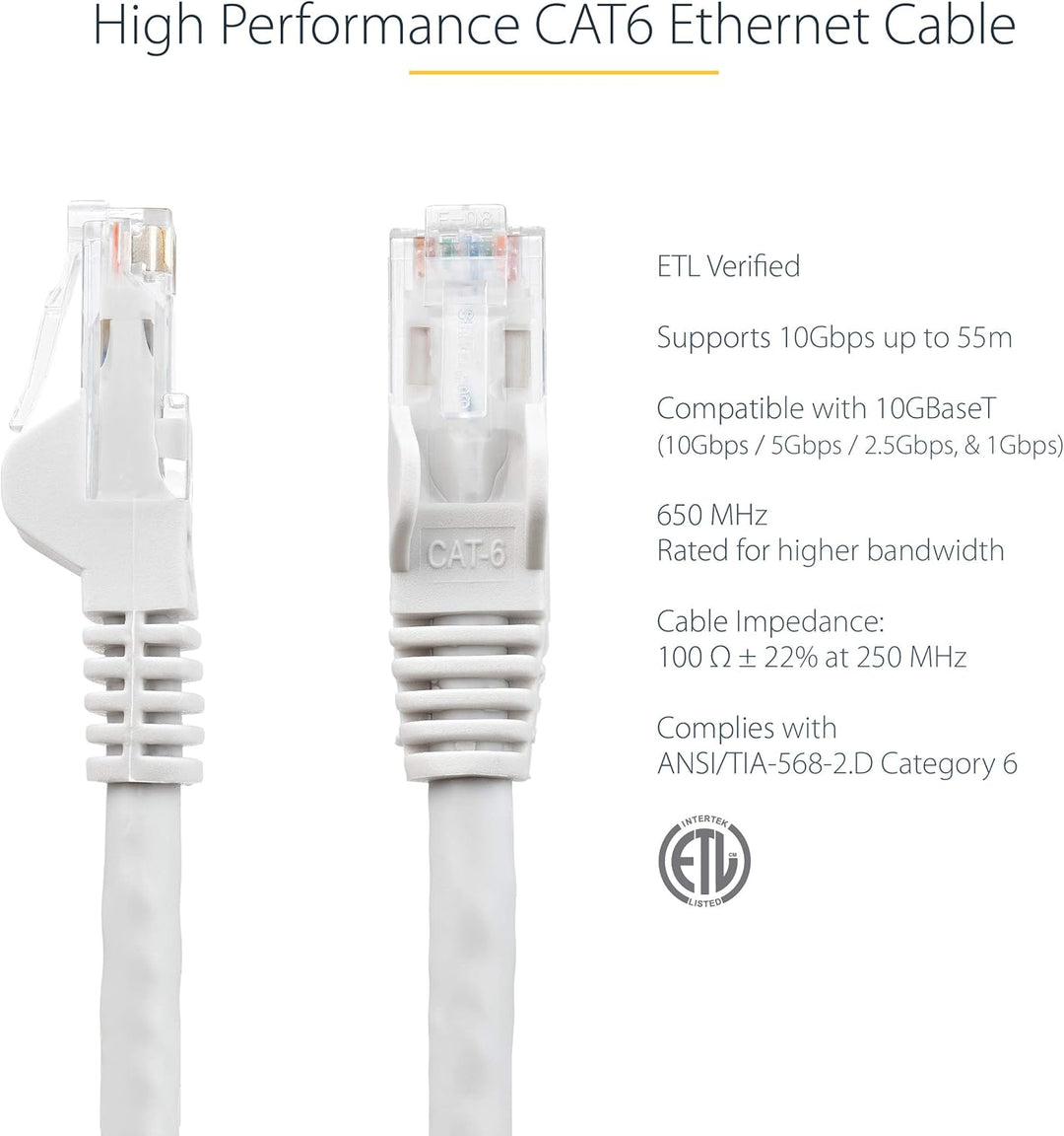 StarTech | Ethernet Cable 10FT CAT6 - White | N6PATCH10WH