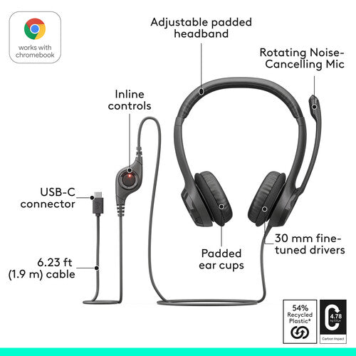 Logitech | H390  Wired USB-C Headset - Black | 981-001575