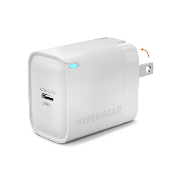 Hypergear | Wall Charger Hub w/LED USB-C PD 20W - White | 16287HIT