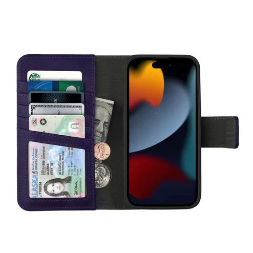 Caseco | 5th Ave MagSafe Wallet Case iPhone 14 Pro Max Vegan Leather - Purple | C3199-11