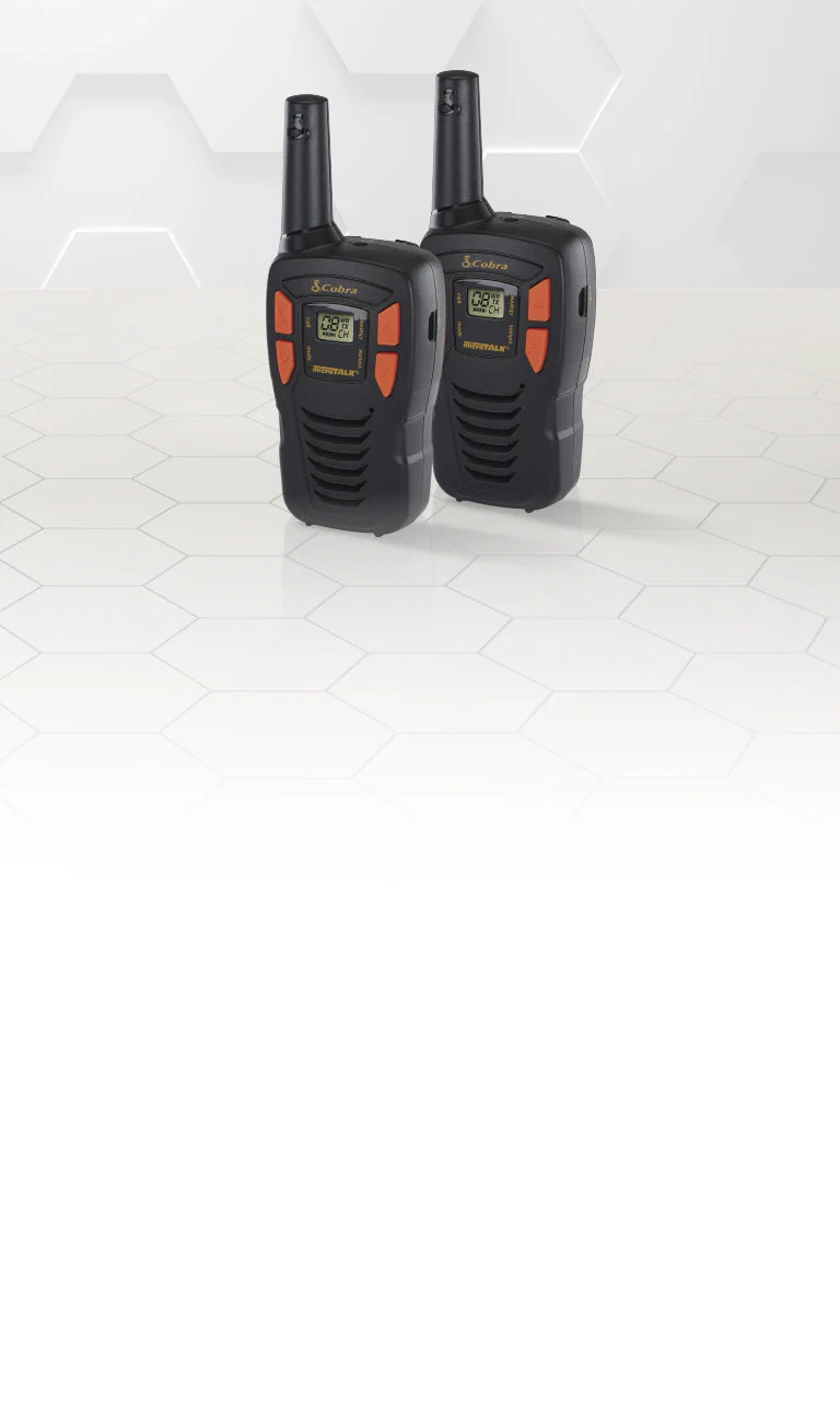 Cobra | 16-Mile Range Two-Way Radio Walkie Talkies 2 Pack - Black/Orange  | ACXT145-3-DI