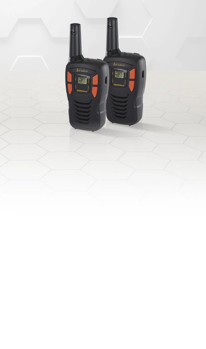 Cobra | 16-Mile Range Two-Way Radio Walkie Talkies 2 Pack - Black/Orange  | ACXT145-3-DI
