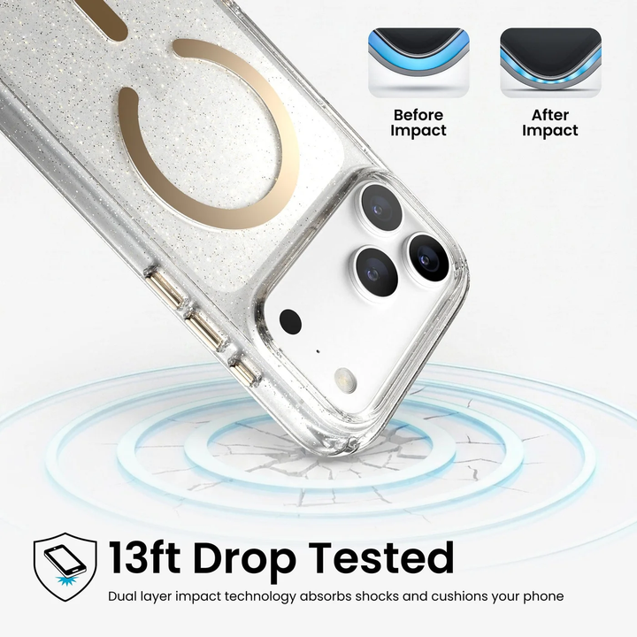 Speck | Presidio Lux Glitter MagSafe iPhone 18 Pro Max Case - Gold Glitter |  151118-9221