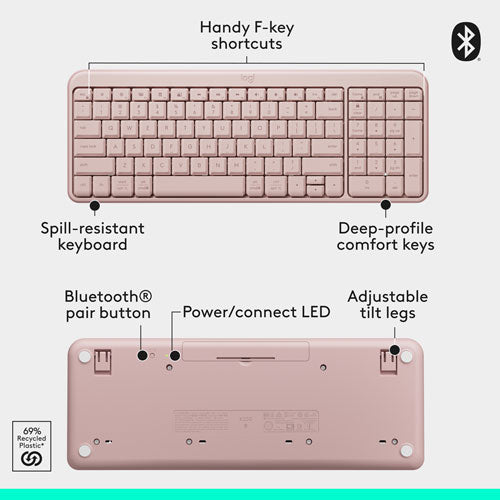 Logitech | Compact Wireless Mouse and Keyboard - Rose | MK250