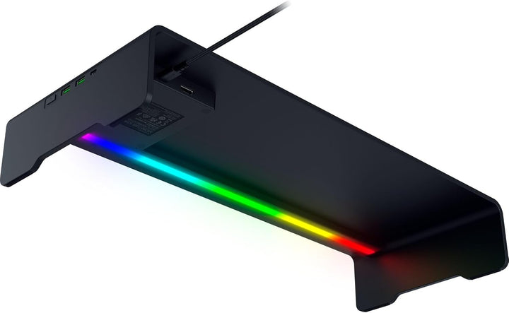 Razer | Monitor Stand Chroma: 4 Port Hub USB A 3.2, USB C 3.2, HDMI 2.0 Ergonomic Height - Black | RC21-02320100-R3U1