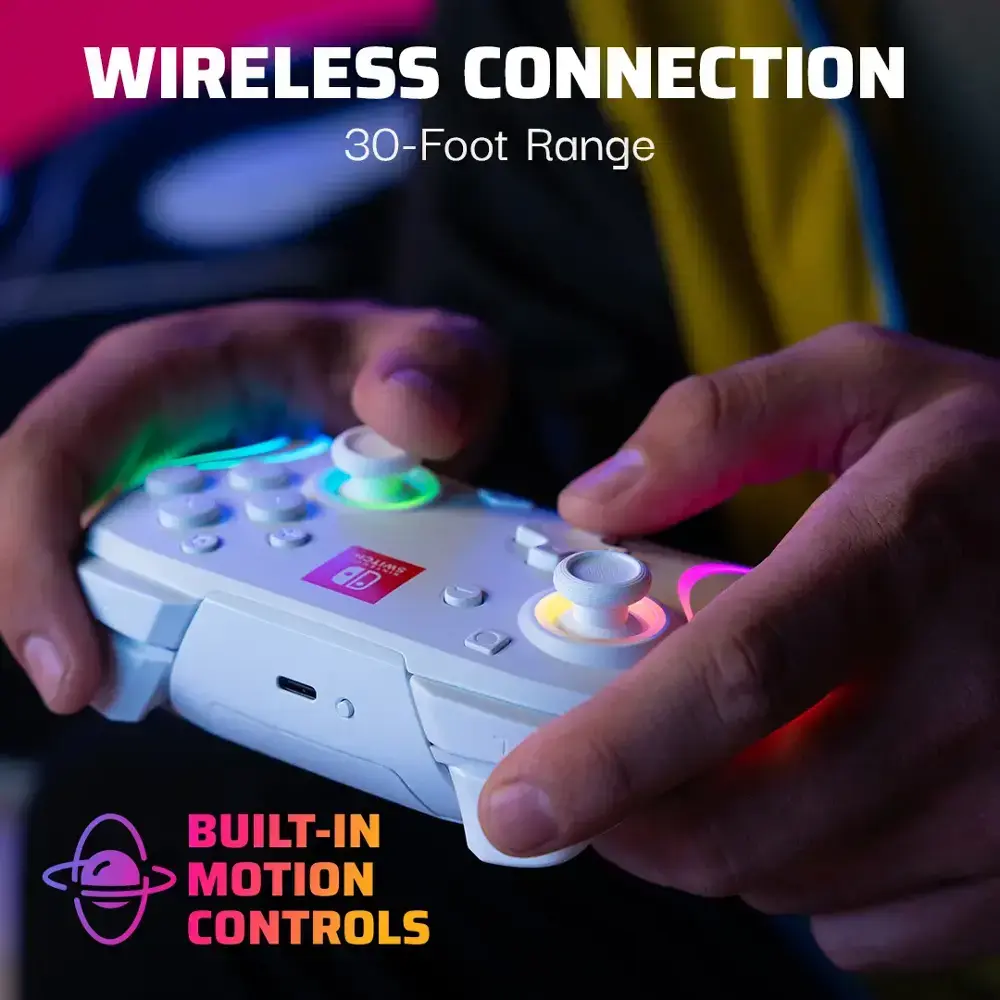 PDP | Afterglow Wave Wireless Pro Controller with Motion for Nintendo Switch & Nintendo Switch OLED Model - White | 500-252-WH