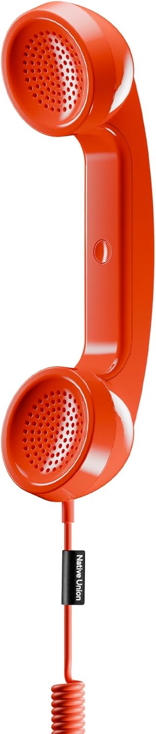 Native Union | POP Phone Retro Telephone Handset with Mic & Speaker, USB-C for iPhone, iPad, Laptop, Tablet - Alarm Red | POP-P-ARD