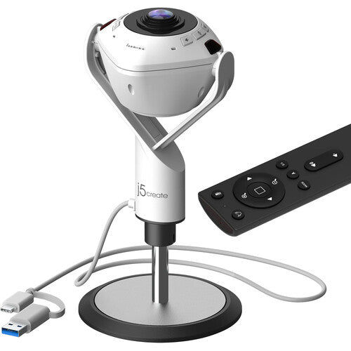 j5create | 360° AI-Powered Webcam with Speakerphone | JVU368