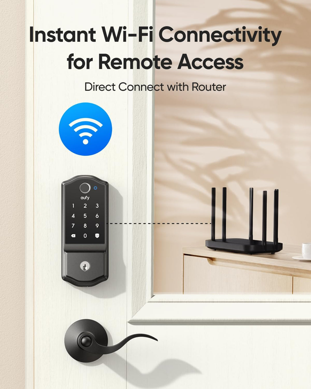 eufy | C220 Fingerprint Keyless Entry Wi-Fi Bluetooth Smart Lock with Keypad & Key - Black | T8506115