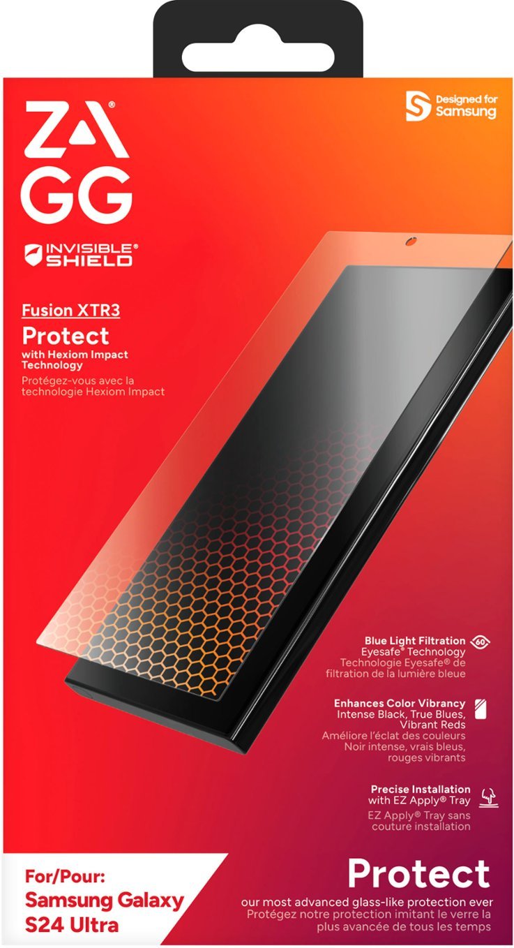ZAGG GEAR4 | InvisibleShield GlassFusion XTR3 Screen Protector Samsung Galaxy S24 Ultra | 15-12398