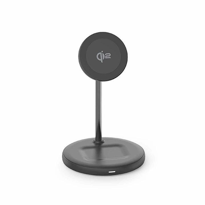 Blu Element | Qi2 2-in-1 Wireless Charging Stand MagSafe-Compatible 15W - Black | BEWCQi22in1
