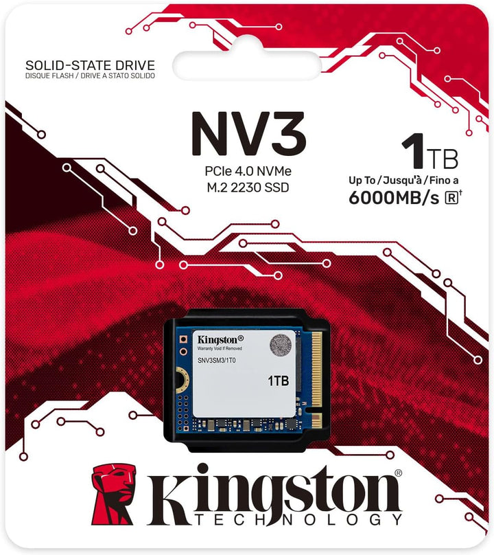 Kingston | 1000G 1TB NV3 M.2 2230 PCIe 4.0 NVMe SSD | SNV3SM3/1T0