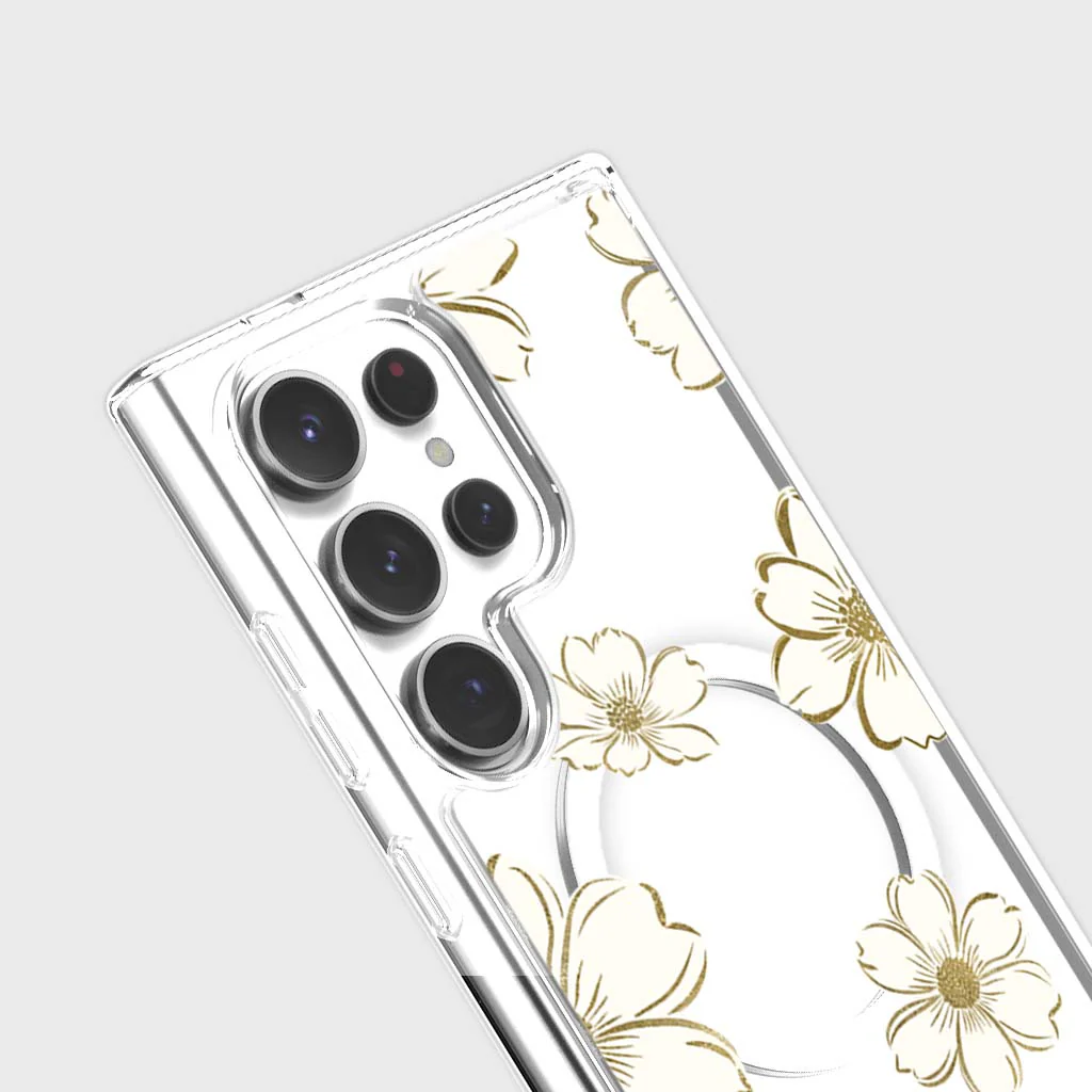 Caseco | Gold Floral Clear Design Case with MagSafe Samsung S25 Ultra - Clear | ED24D8-GFL