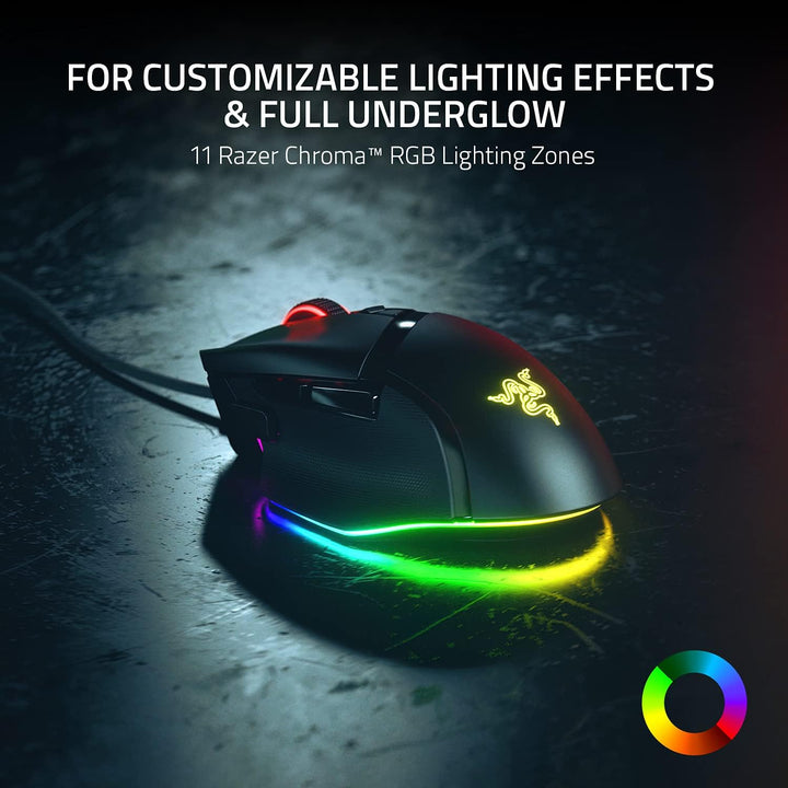 Razer Renewed | Basilisk V3 Customizable Ergonomic Gaming Mouse Chroma RGB with Underglow  - Black | RZ01-04000100-R3UR | 60 DAYS WARRANTY