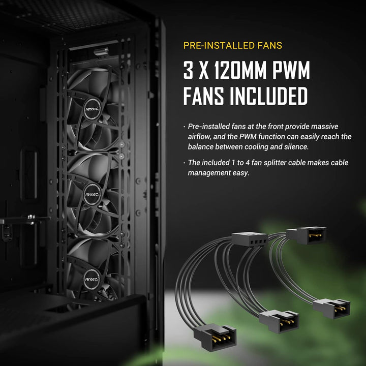 Antec | Performance Series Gaming Case Mid-Town E-ATX PC Case 3 x 120mm PWM Fans - Black | P20CE