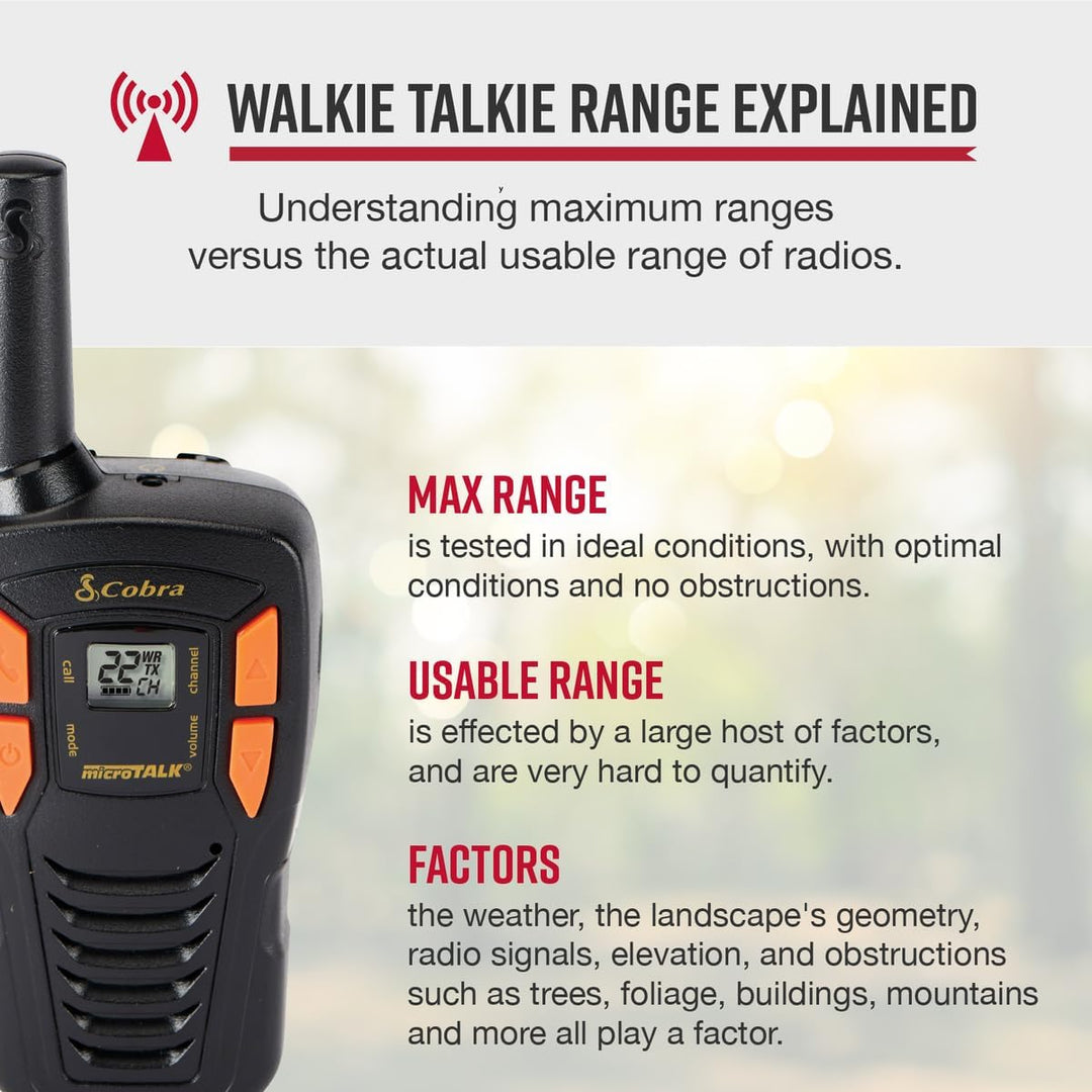 Cobra | 16-Mile Range Two-Way Radio Walkie Talkies 2 Pack | ACXT145