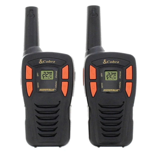 Cobra | 16-Mile Range Two-Way Radio Walkie Talkies 2 Pack - Black/Orange  | ACXT145-3-DI