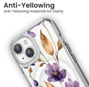 Caseco | Clear Design Case for iPhone 15/ 14 / 13 - Purple Wildflower | ED24B1-00FX
