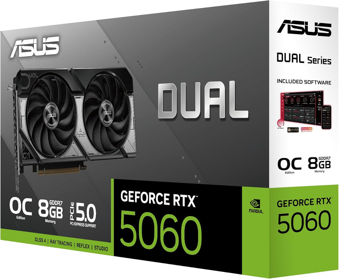 ASUS | DUAL NVIDIA GeForce RTX 5060 OC Edition 8GB GDDR7 PCI Express 5.0 Graphics Card - Black | DUAL-RTX5060-O8G