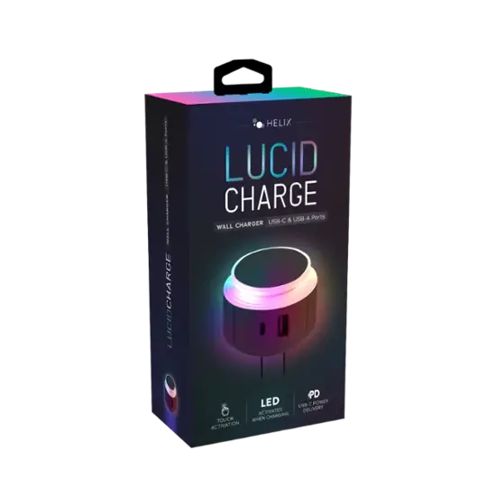 Helix | Lucid Charge LED Wall Charger Multi-Color - Black | 101-1618