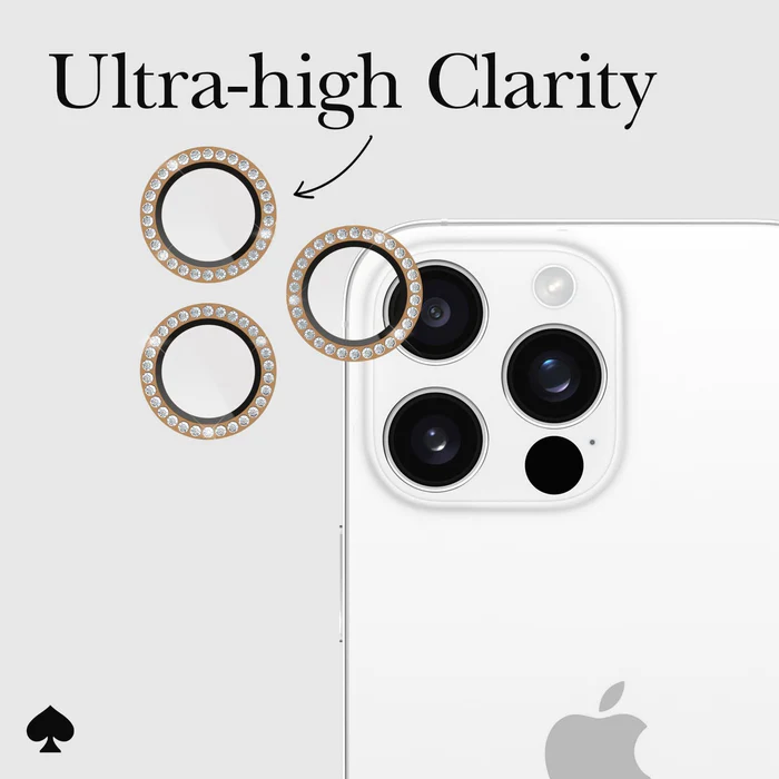 Kate Spade | Aluminum Ring Lens Protector iPhone 16 Pro / Pro Max Set In Stone Gold | 118-2821