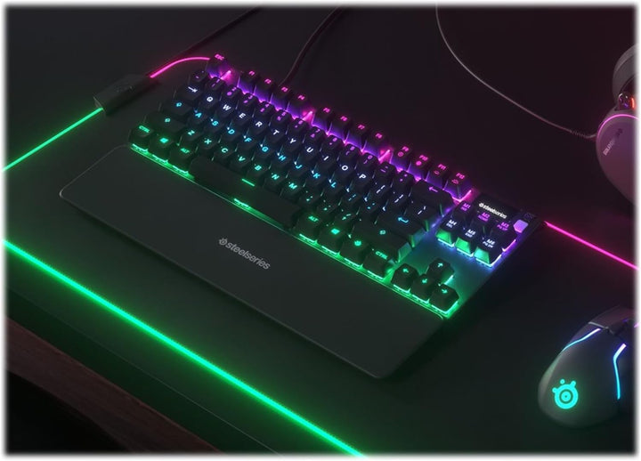 SteelSeries | Apex 7 TKL Compact Mechanical Gaming Keyboard OLED Smart Display USB Passthrough and Media Controls Linear and Quiet RGB Backlit - Red Switch