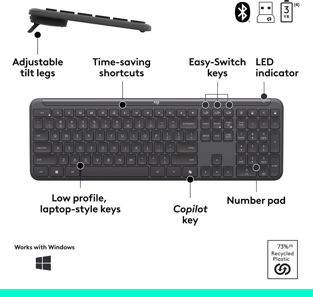 Logitech | Signature Slim MK955 for Business Combo - Copilot Edition | 920-013271