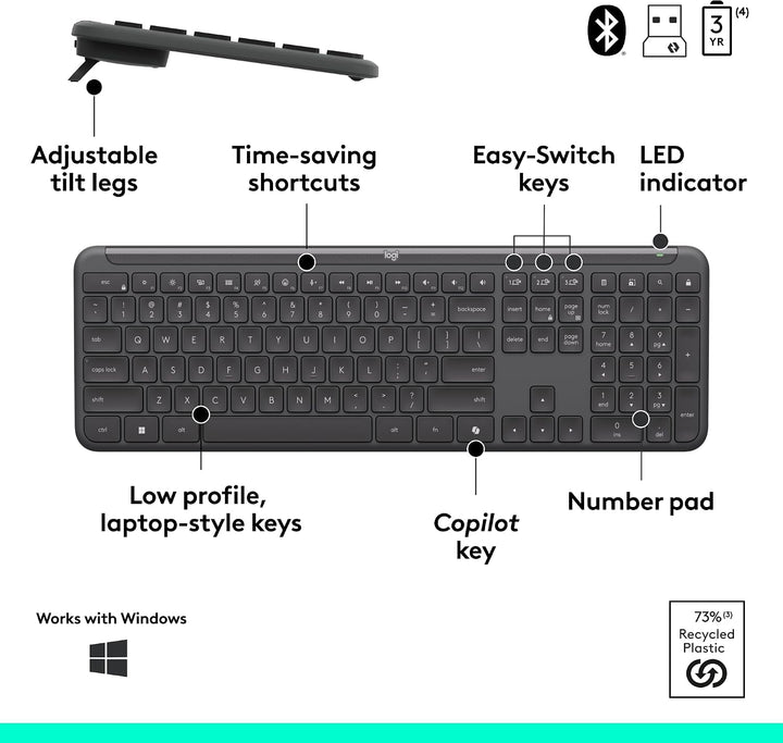 Logitech | Signature Slim MK955 for Business Combo - Copilot Edition | 920-013271
