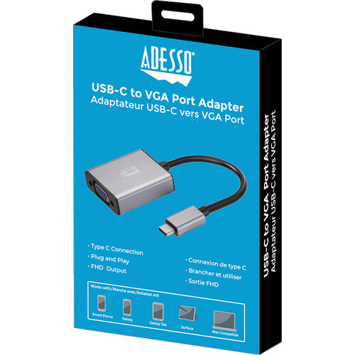 Adesso | USB-C Male to DisplayPort Female Adapter 5.9" - Grey | AUH-5030