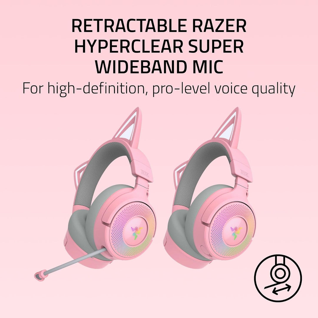 Razer | Kraken Kitty V3 Pro Wireless RGB Gaming Headset - Quartz Pink | RZ04-05170200-R3U1