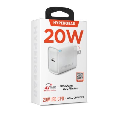 Hypergear | Wall Charger Hub w/LED USB-C PD 20W - White | 16287HIT