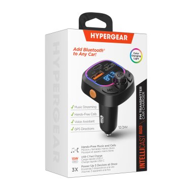 HyperGear | Intellicast Road FM Bluetooth Transmitter w/ CLA Car Charger 15W - Black | 15857