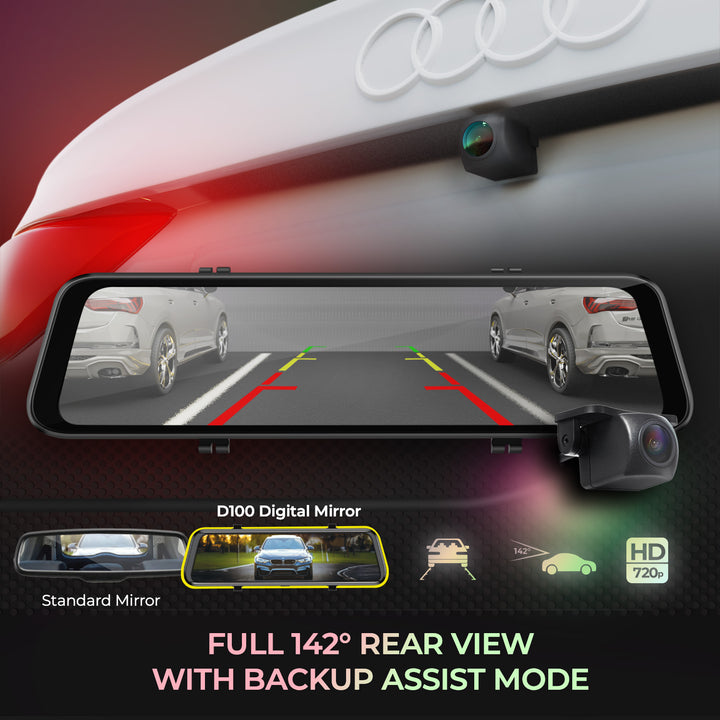 myGEKOgear | Oribit D100 10in. Rearview Mirror 1080P Dash Camera and Back Up Camera | 15-12815
