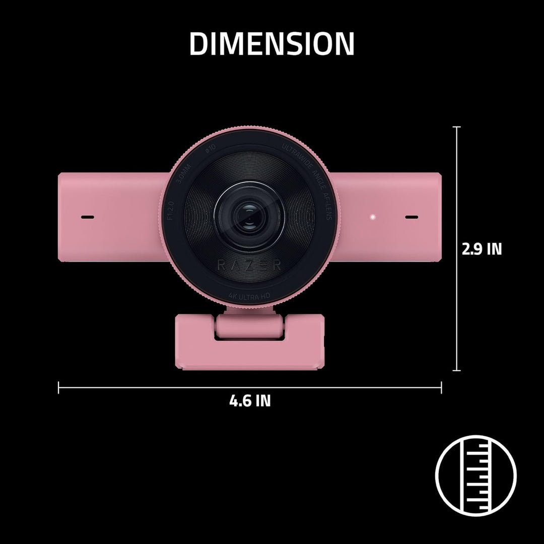 Razer | Kiyo V2 Streaming Webcam: 4K 30 FPS, 1080p 60 FPS AI Powered Auto-Framing Built-in Microphone - Pink | RZ19-05370300-R3U1