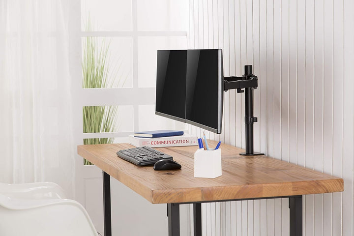 Amer | Dual Monitor Desk Clamp Mount Heavy Duty fully Adjustable - Black | 2EZCLAMP