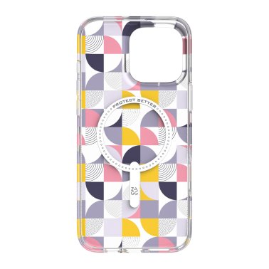 ZAGG | Milan Graphene Snap Case iPhone 16 Pro Max - Pink /Grey Geometric | 15-13449
